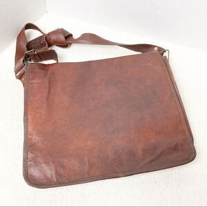 Vintage Leather Business Briefcase Men Shoulder Bag Laptop Messenger Satchel